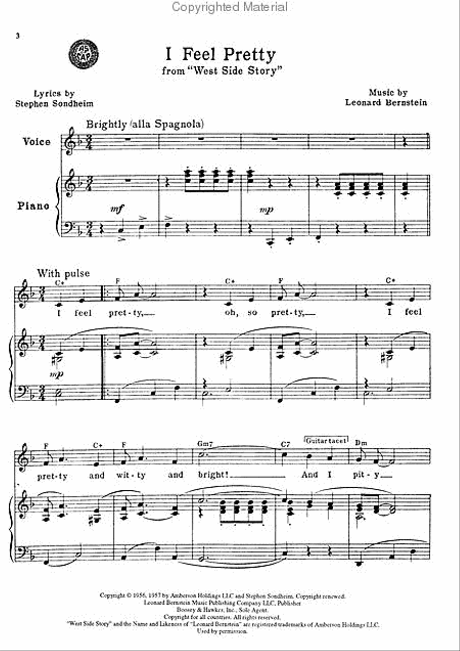 I Feel Pretty (from West Side Story) Piano, Vocal scores gallery preview page 2