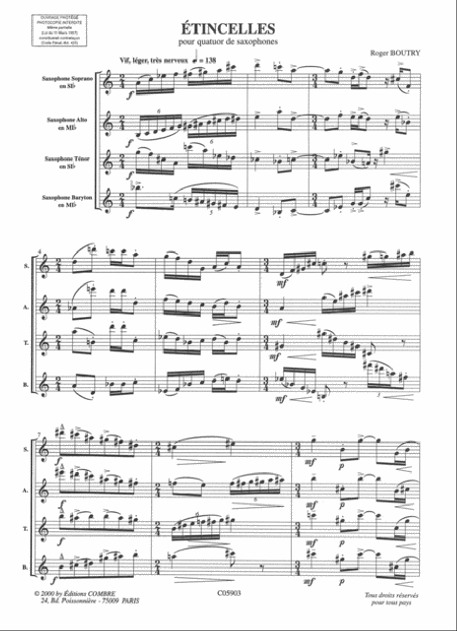 Etincelles Saxophone Quartet scores gallery preview page 2