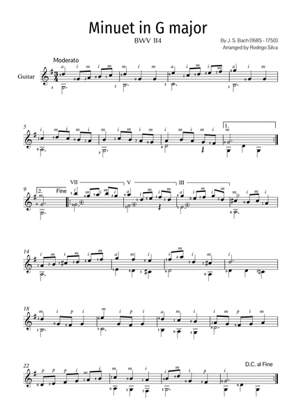 J. S. Bach- Minuet in G major for Guitar. PDF