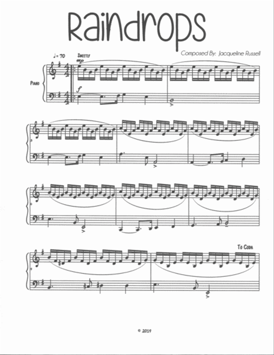 Raindrops Piano Solo scores gallery preview page 2