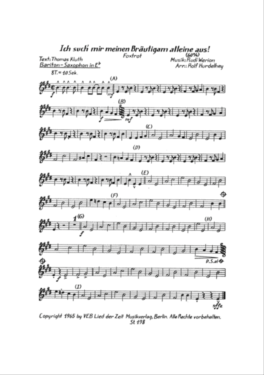 Ich such' mir meinen Brautigam alleine aus! Saxophone scores gallery preview page 2