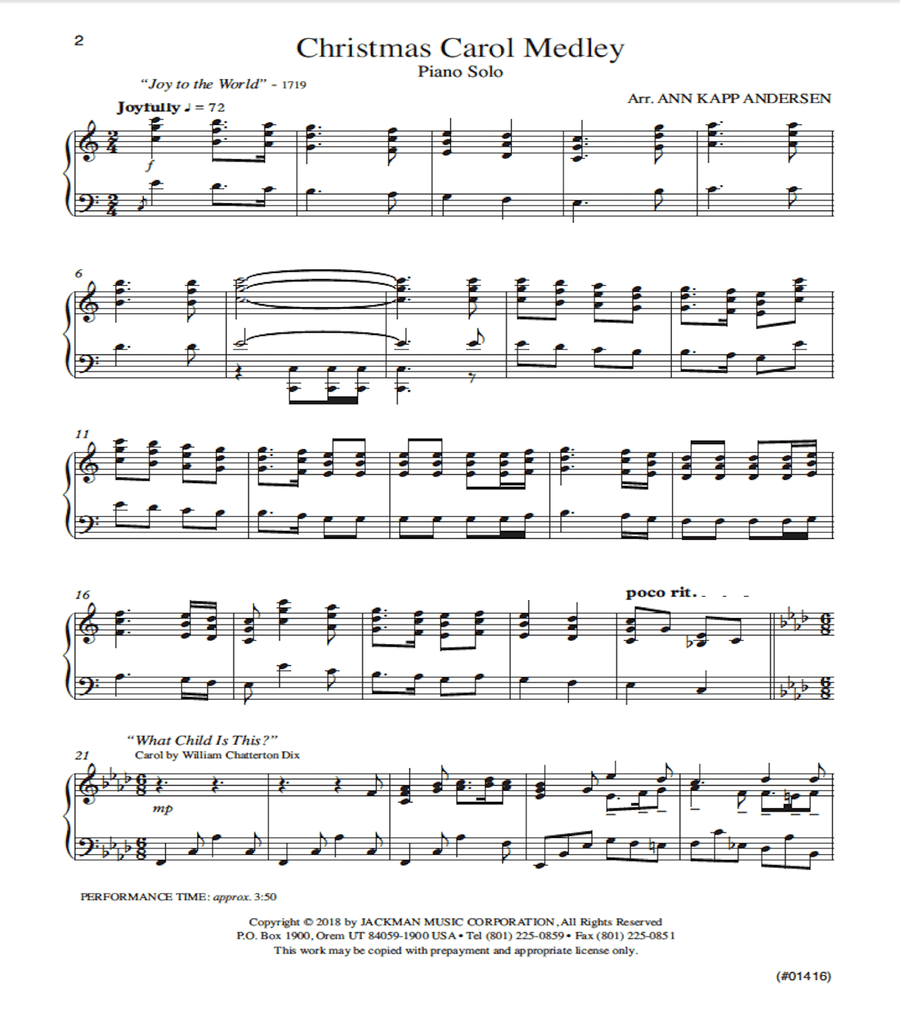 Christmas Carol Medley - Piano Solo Piano Solo scores gallery preview page 2