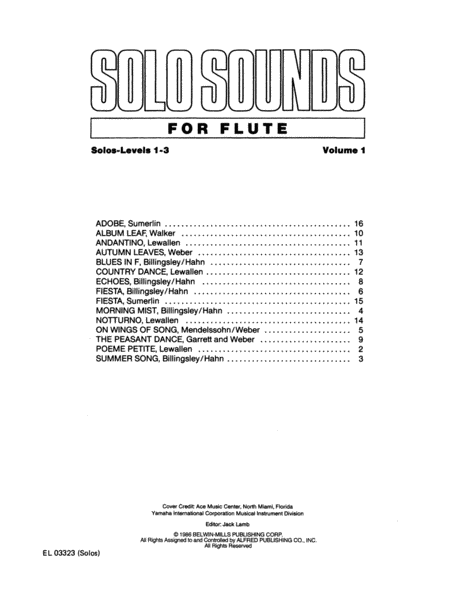 Solo Sounds for Flute, Volume 1