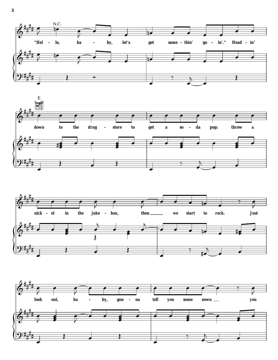 Waitin' In School Piano, Vocal, Guitar scores gallery preview page 2