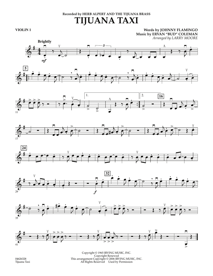 Tijuana Taxi - Violin 1 Tijuana Taxi - Violin 1 Orchestra scores gallery preview page 1