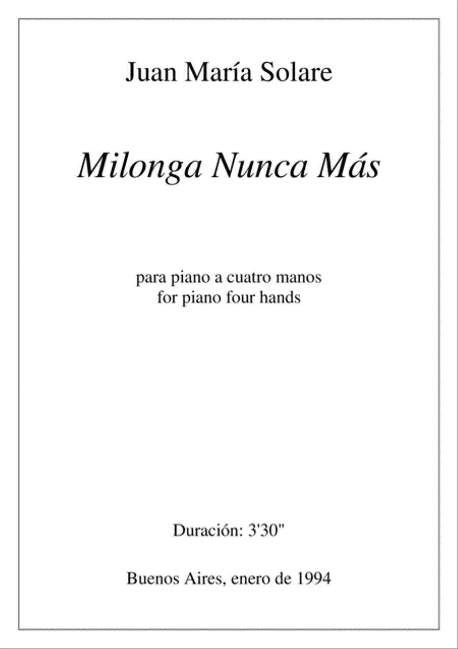 Milonga Nunca Más [piano 4 hands] Piano Duet scores gallery preview page 1