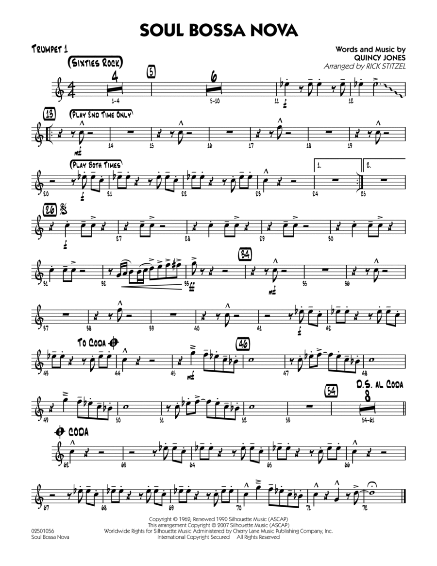 Soul Bossa Nova - Trumpet 1 Jazz Ensemble scores gallery preview page 1