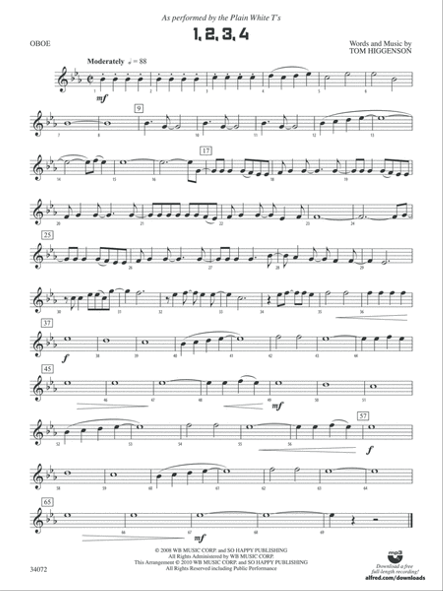 1, 2, 3, 4: Oboe Concert Band scores gallery preview page 1