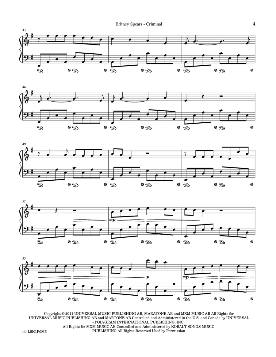 Criminal Piano Solo scores gallery preview page 4