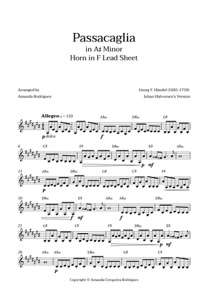 Passacaglia - Easy Horn in F Lead Sheet in A#m Minor (Johan Halvorsen's Version)