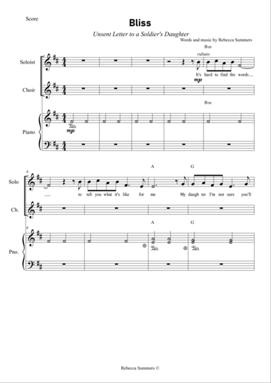 Bliss - Unsent Letter to a Soldier's Daughter (SCORE) 2-Part scores gallery preview page 2