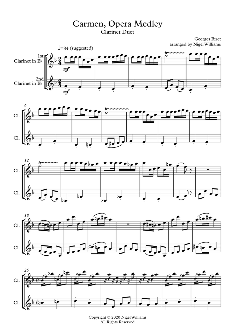 Carmen, Opera Medley, for Clarinet Duet Clarinet Duet scores gallery preview page 3