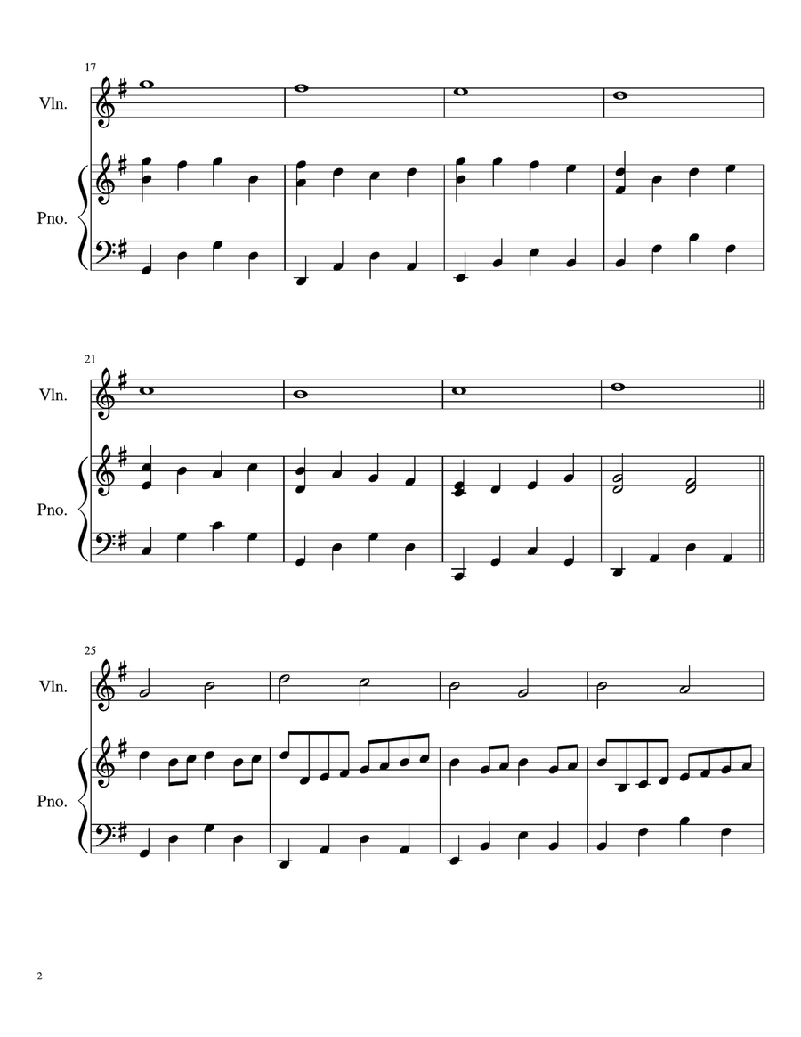Canon by Pachelbel in the Key of G for Easy Violin and Piano Violin Solo scores gallery preview page 2