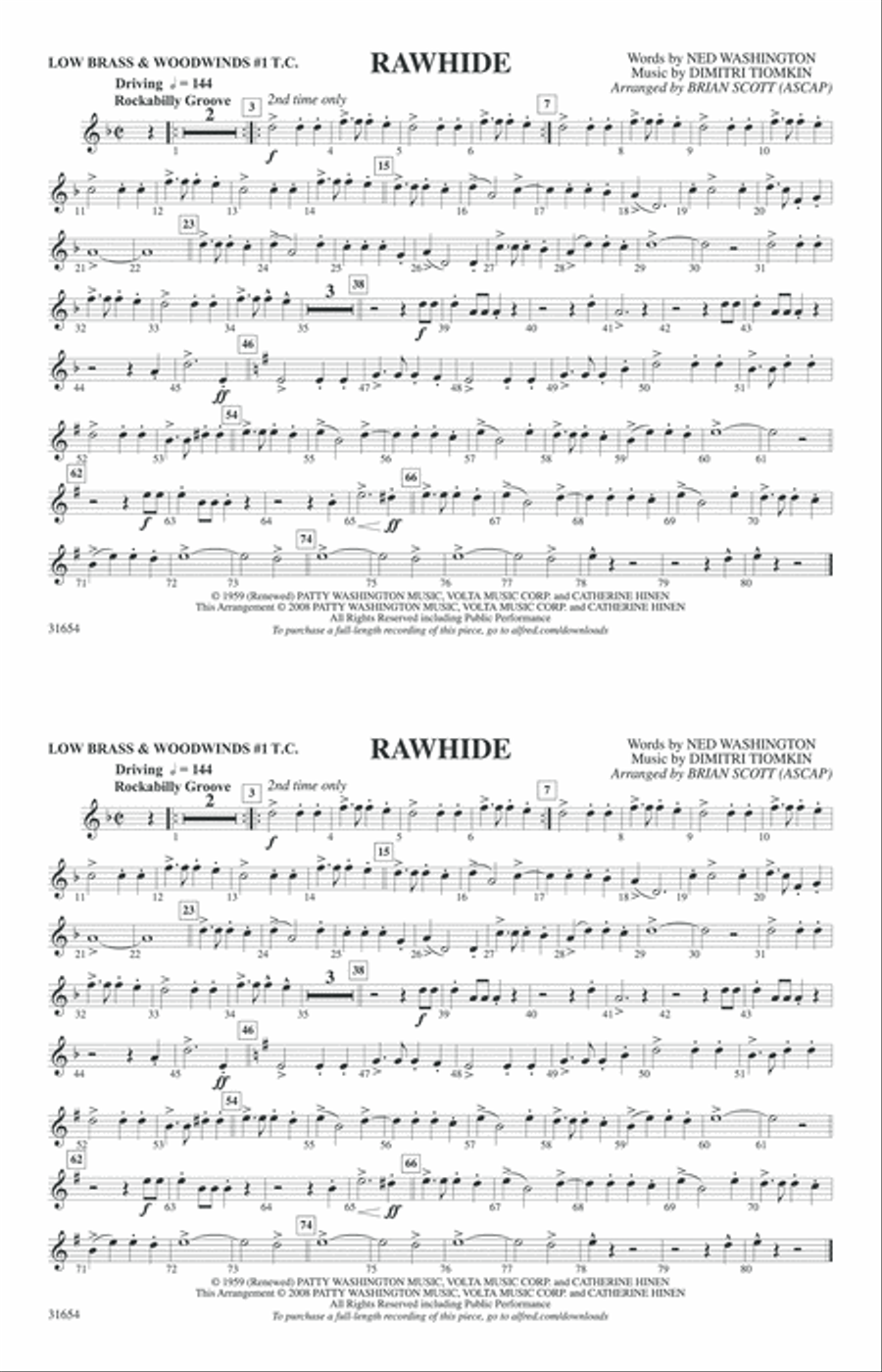 Rawhide: Low Brass & Woodwinds #1 - Treble Clef Marching Band scores gallery preview page 1