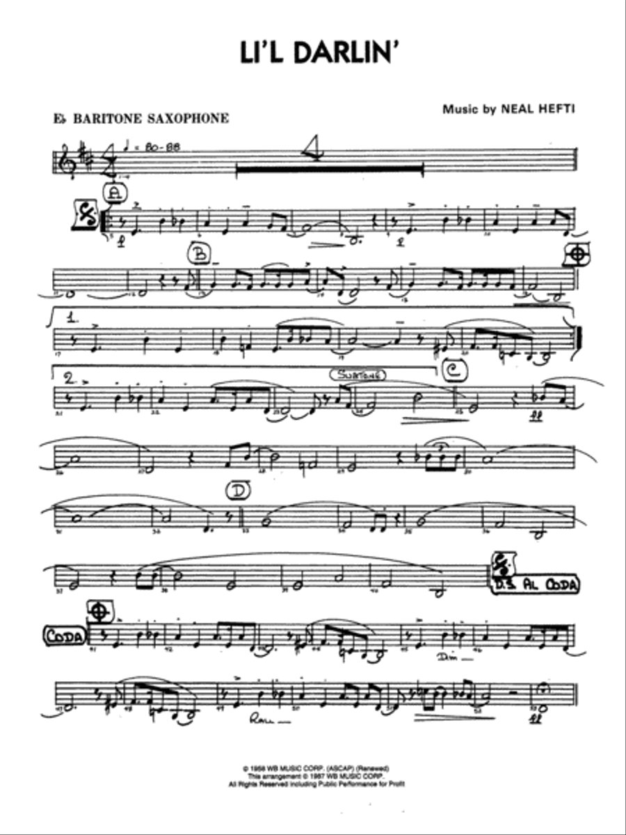 Li'l Darlin': E-flat Baritone Saxophone Jazz Ensemble scores gallery preview page 1