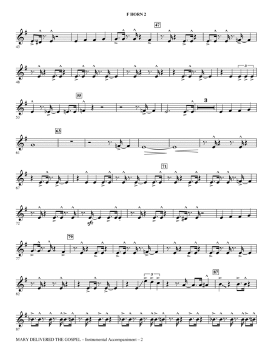 Mary Delivered The Gospel - Bb Trumpet 2 Choir scores gallery preview page 2