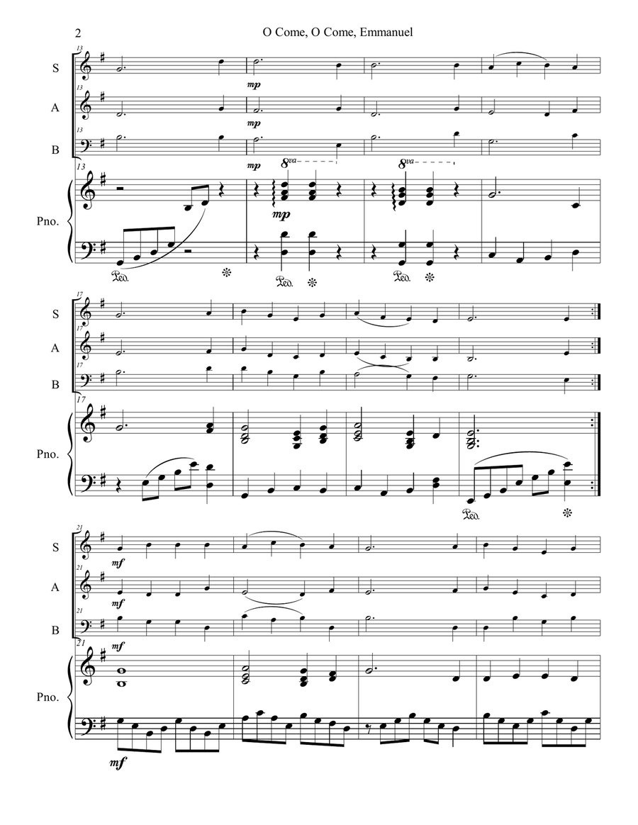 O Come, O Come, Emmanuel 3-Part scores gallery preview page 2