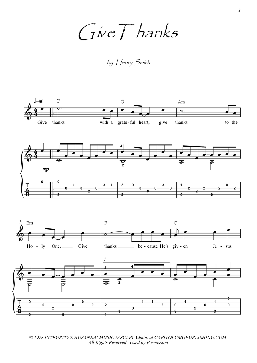 Give Thanks Give Thanks Acoustic Guitar scores gallery preview page 1