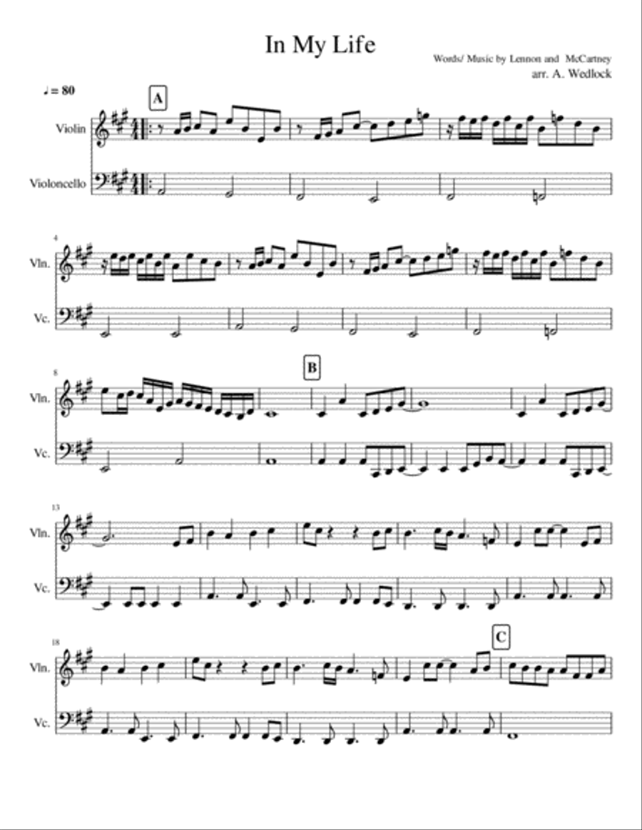 In My Life Small Ensemble scores gallery preview page 1