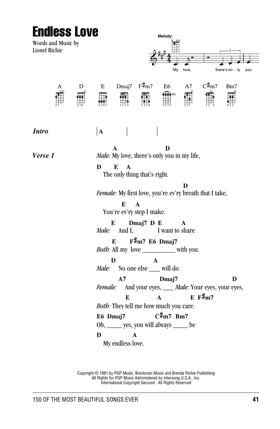 Endless Love Endless Love Ukulele scores gallery preview page 1