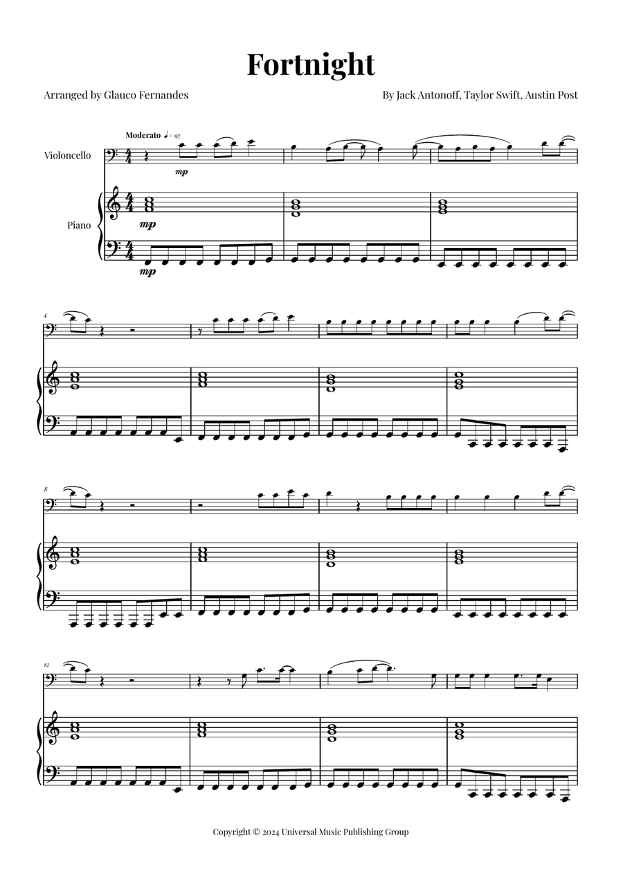 Fortnight Piano scores gallery preview page 1