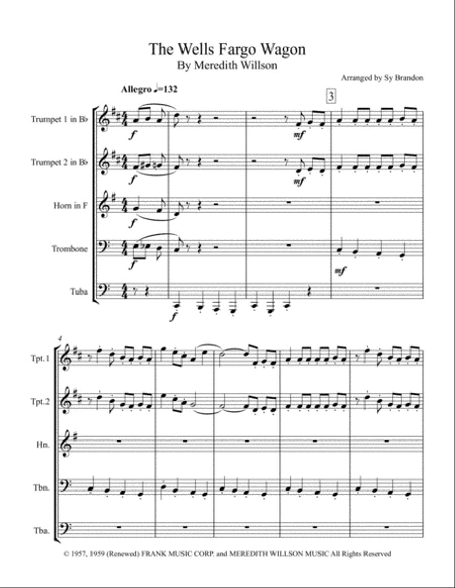 The Wells Fargo Wagon Horn scores gallery preview page 1