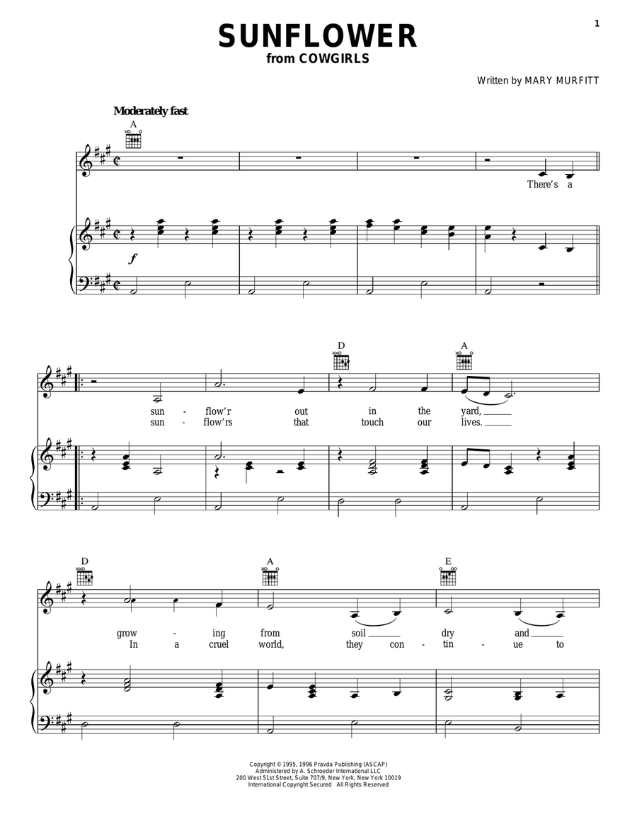 Sunflower Guitar scores gallery preview page 1