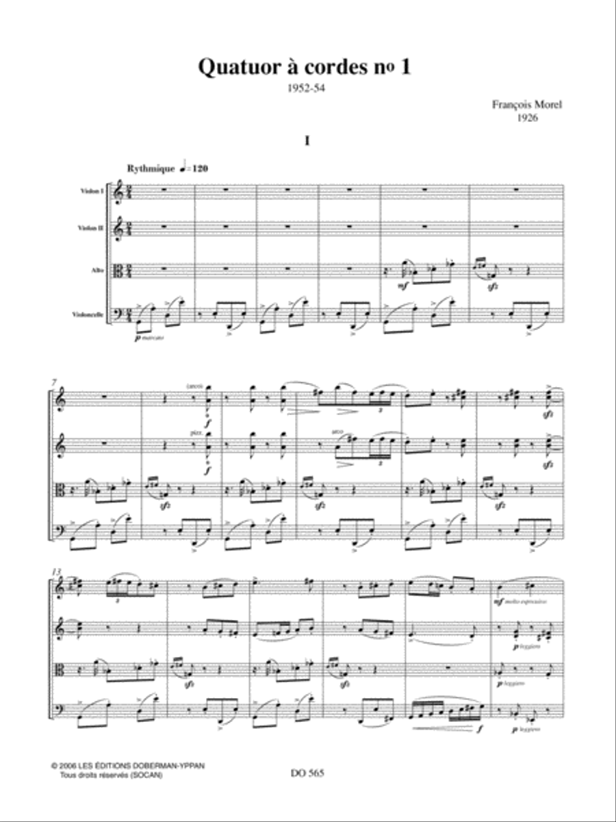 Quatuor à cordes no 1 String Quartet scores gallery preview page 3