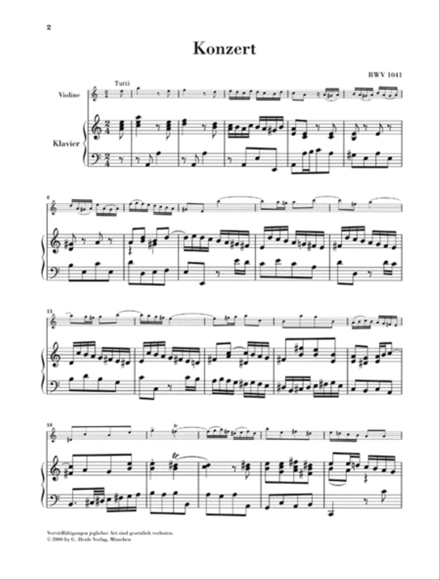 Concerto for Violin and Orchestra in A minor BWV 1041 Violin Solo scores gallery preview page 2