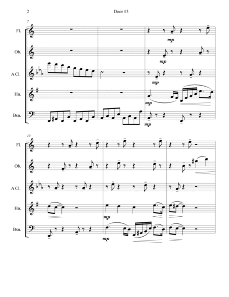 Door #3 -- A Wind Quintet Woodwind Quintet scores gallery preview page 2