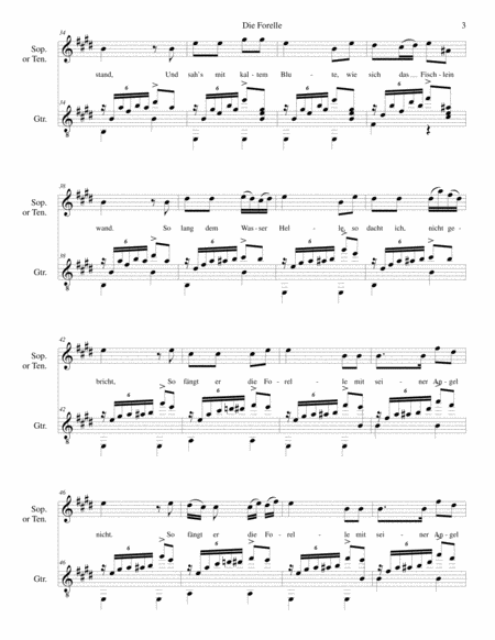 Die Forelle (The Trout) for soprano or tenor voice and guitar image number null