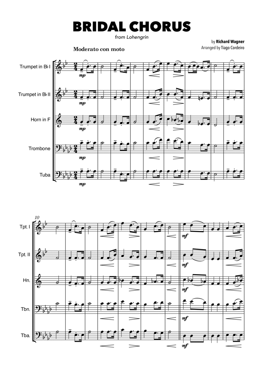 Bridal Chorus Brass Quintet scores gallery preview page 1