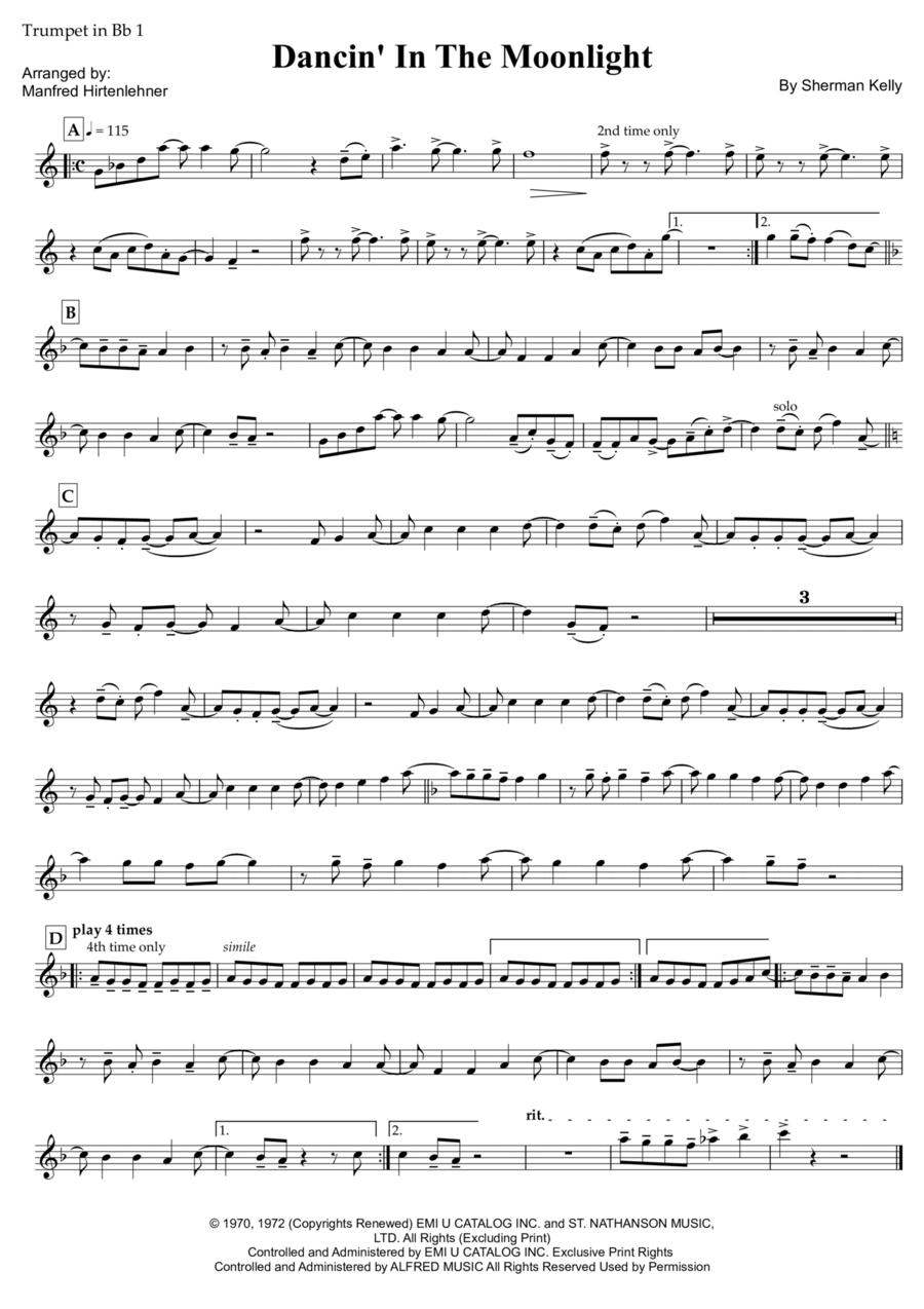 Dancin' In The Moonlight Dancin' In The Moonlight Brass Ensemble scores gallery preview page 1