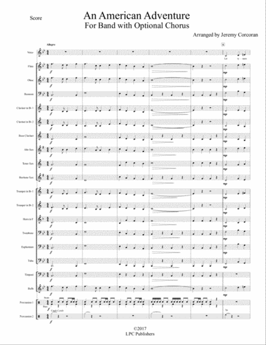 An American Adventure for Band with (optional) Chorus 4-Part scores gallery preview page 2