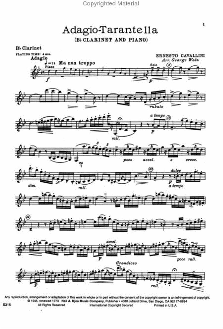 Adagio Tarantella Clarinet Solo scores gallery preview page 2