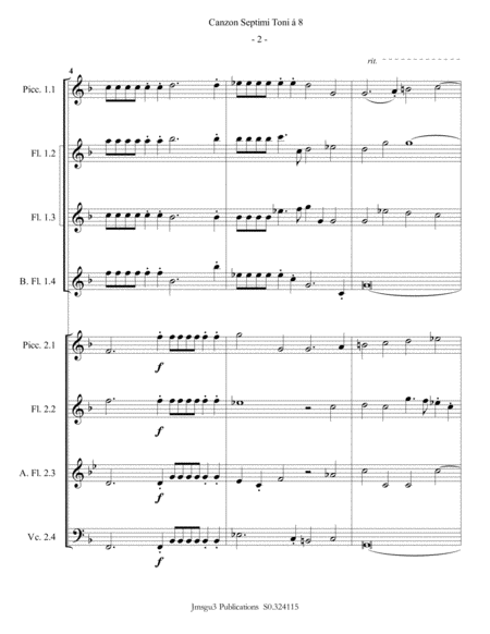Gabrieli: Canzon Septimi Toni Ch. 172 for Flute Choir image number null