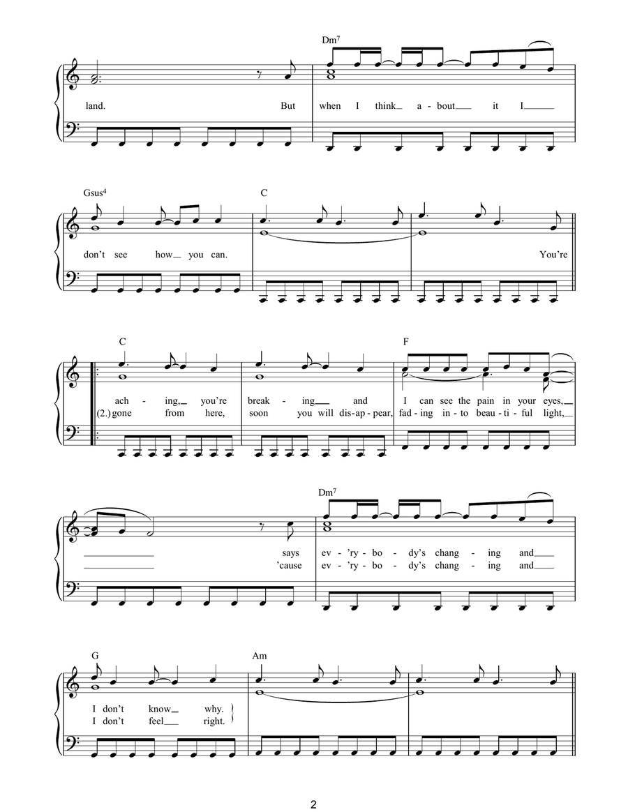 Everybody's Changing Piano Solo scores gallery preview page 2