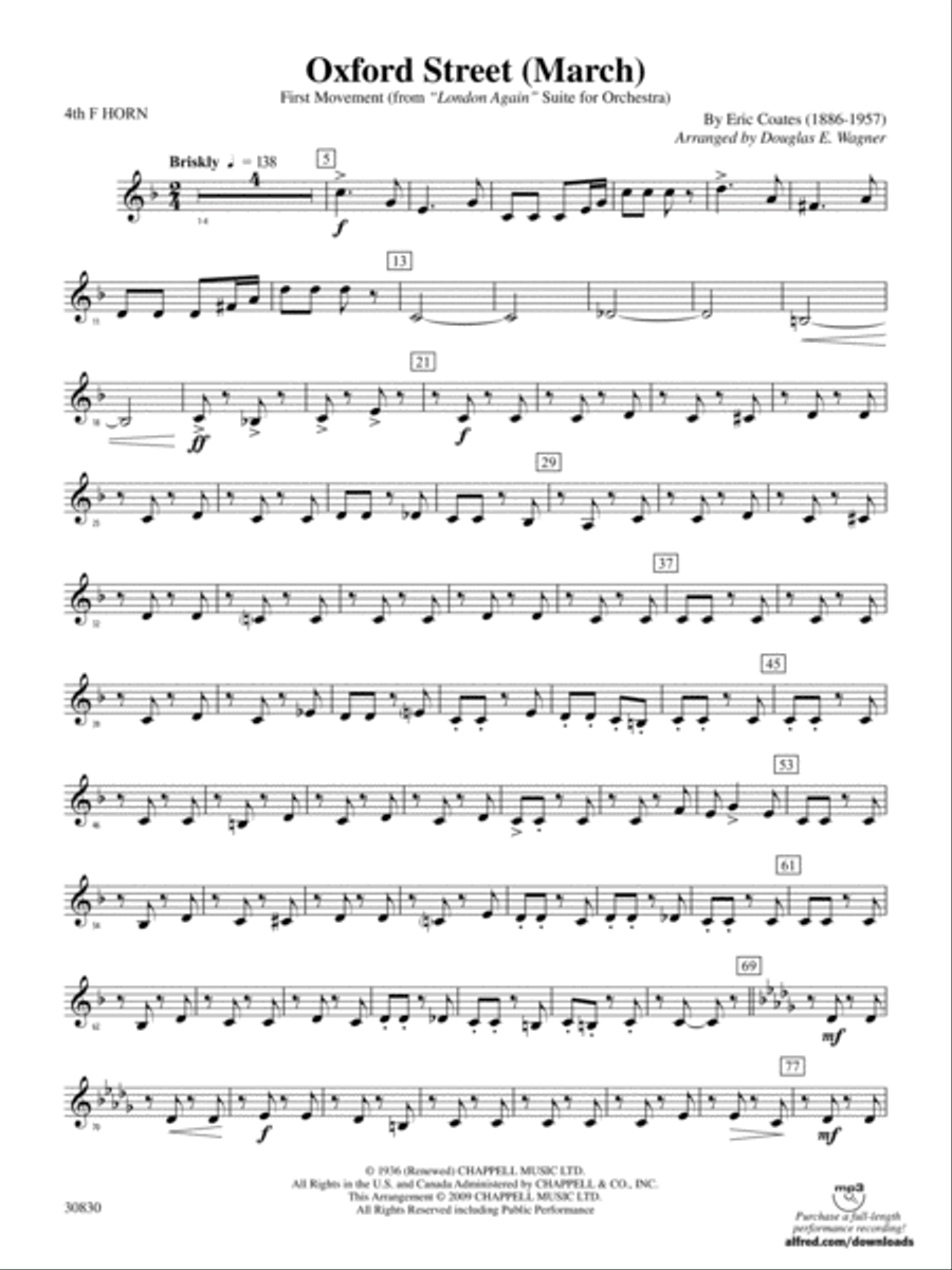 Oxford Street (March): 4th F Horn Concert Band scores gallery preview page 1