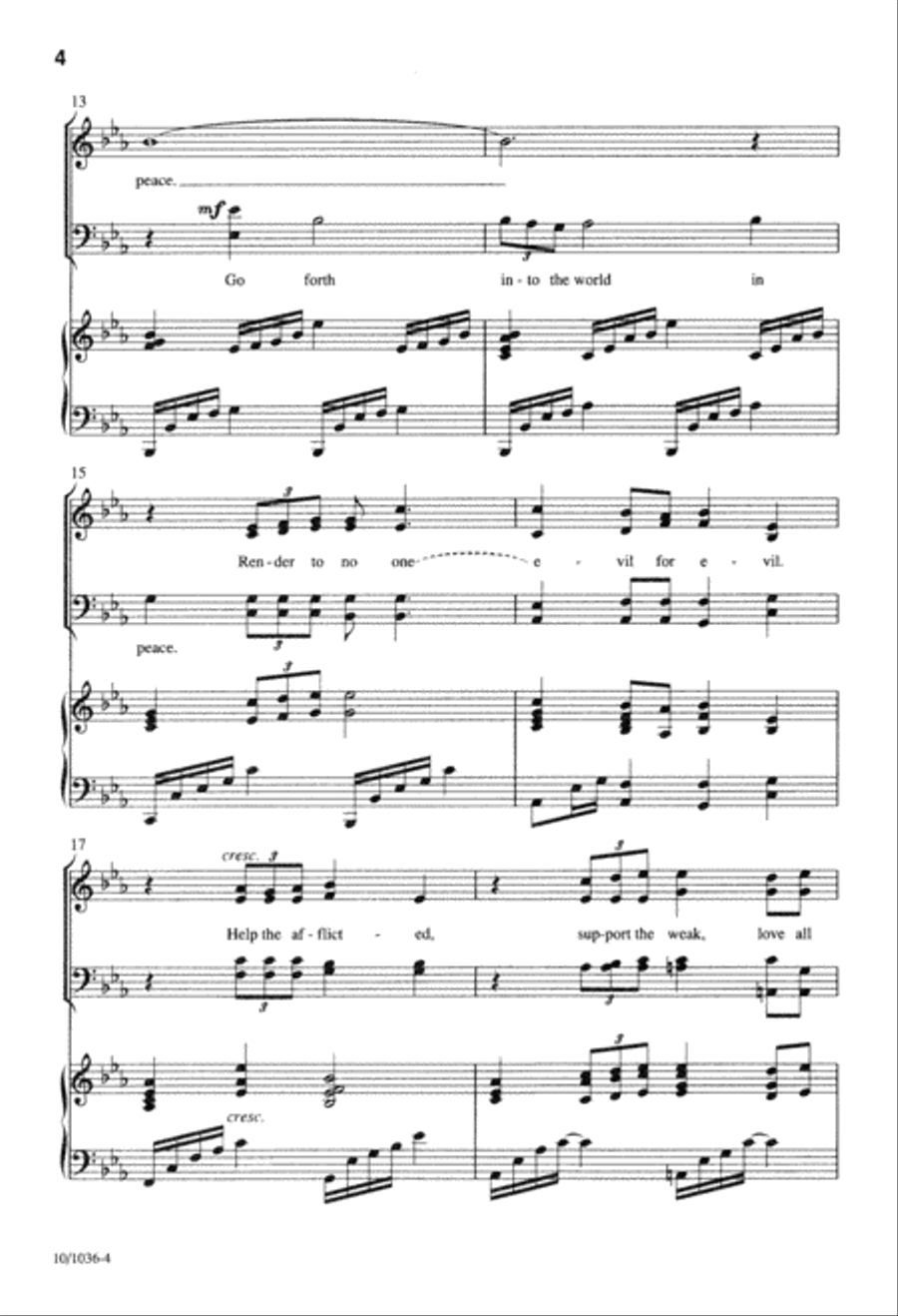 Go Forth Into the World in Peace 4-Part scores gallery preview page 4