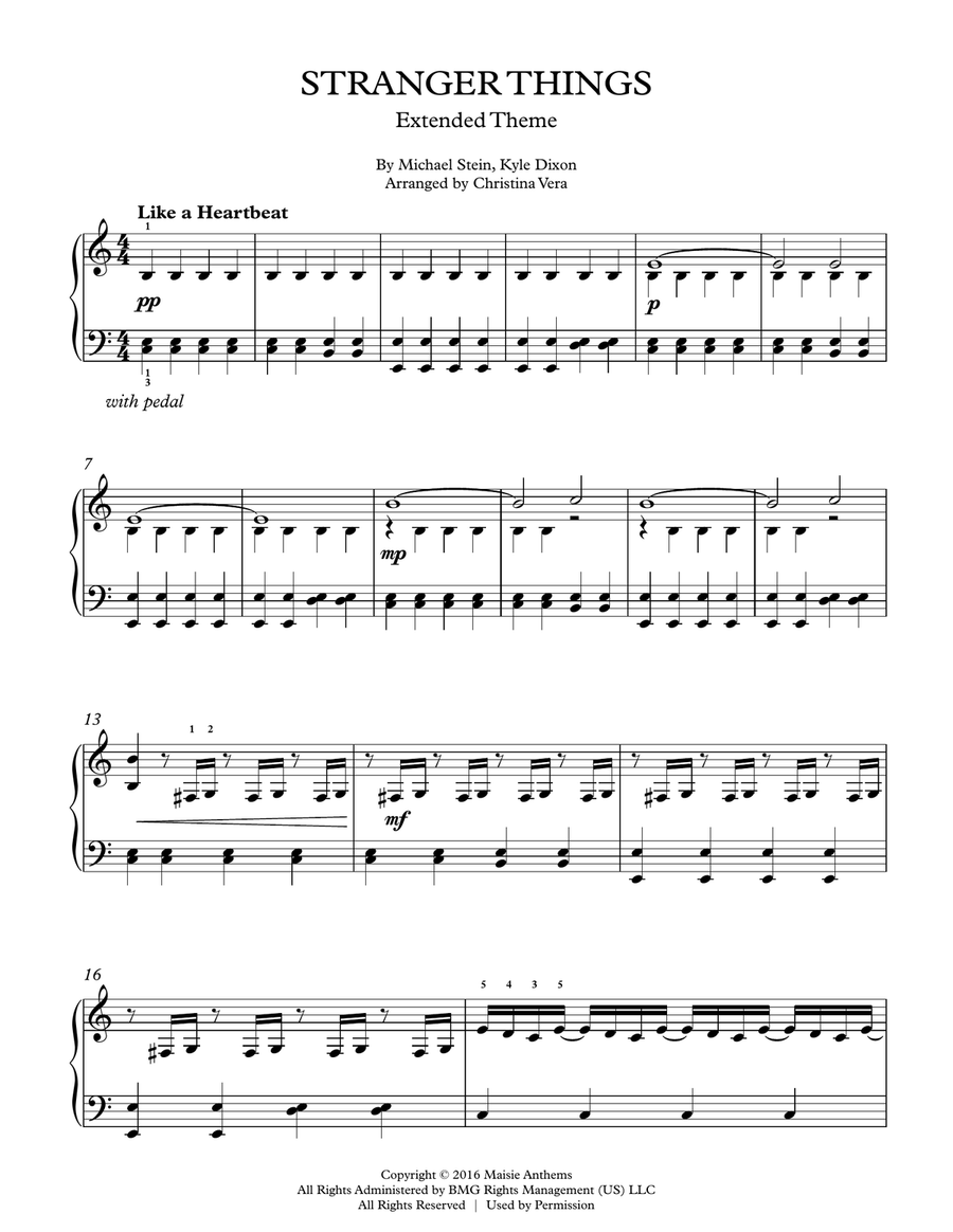 Stranger Things Main Title Theme Piano Solo scores gallery preview page 1
