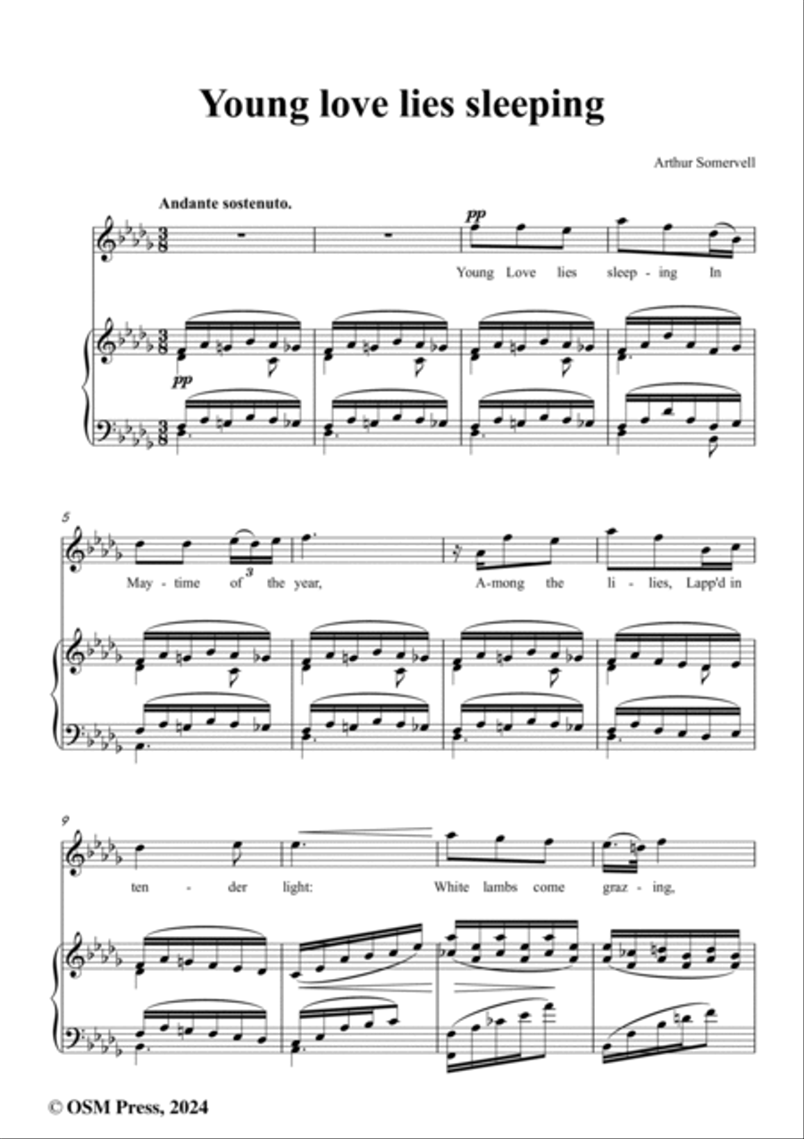 Somervell-Young love lies sleeping,in D flat Major Voice scores gallery preview page 2