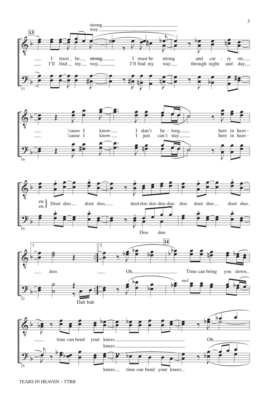 Tears In Heaven (arr. Kirby Shaw) TTBB scores gallery preview page 2