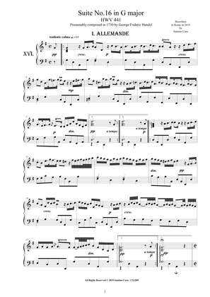 Handel - Piano Suite No.16 in G major HWV 441