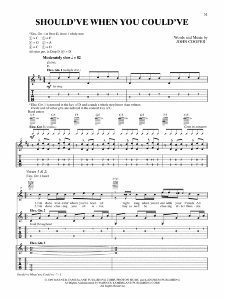 Should've When You Could've Guitar Tablature scores gallery preview page 1