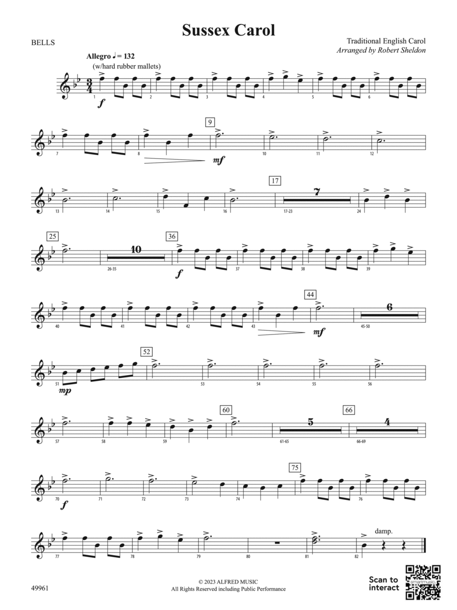 Sussex Carol: Mallets Concert Band scores gallery preview page 1