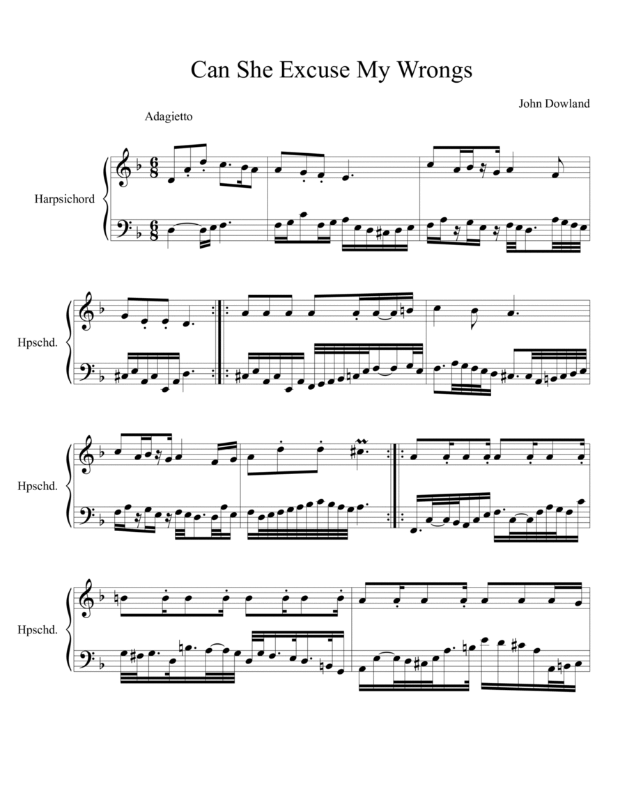 Can She Excuse My Wrongs Harpsichord scores gallery preview page 1
