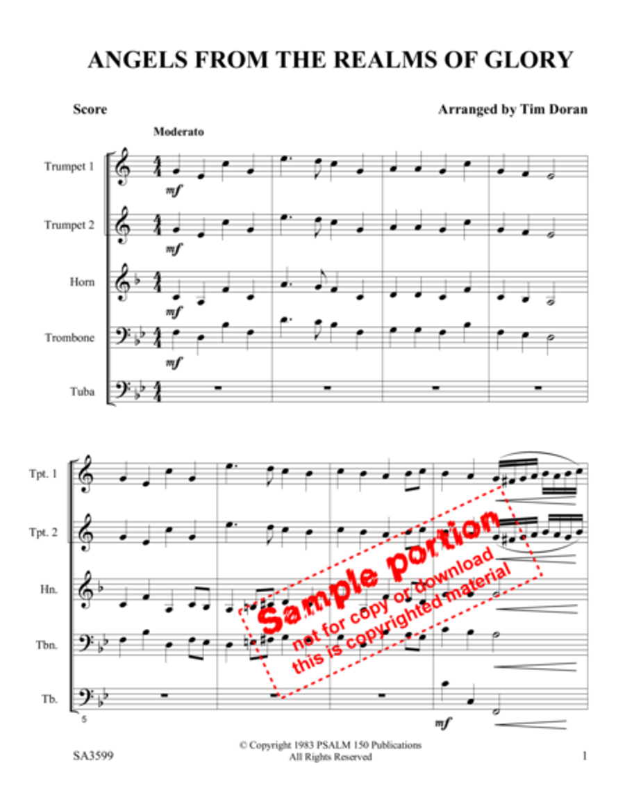 Angels From The Realms Of Glory Brass Quintet scores gallery preview page 2