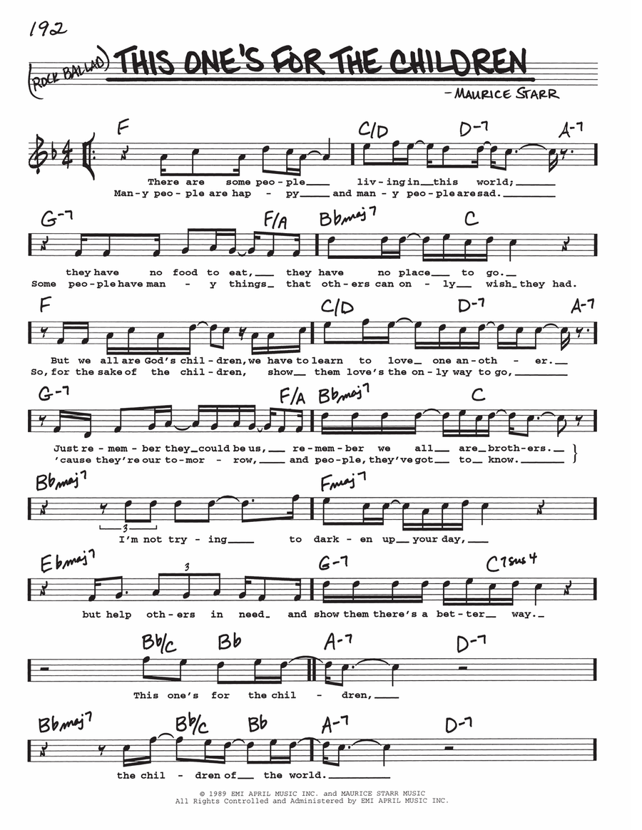 This One's For The Children Voice scores gallery preview page 1