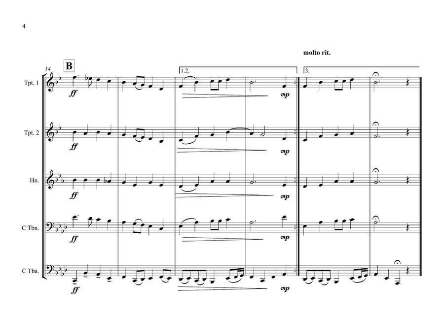 South Korean National Anthem for Brass Quintet (Song of Love for the Country) MFAO World Anthem Seri Brass Quintet scores gallery preview page 4
