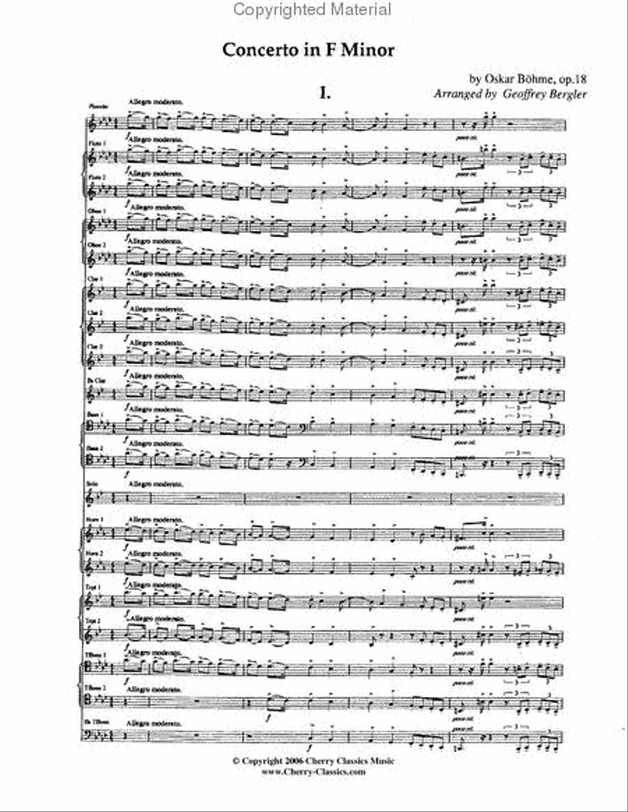 Concerto in F minor for Trumpet Concert Band scores gallery preview page 2